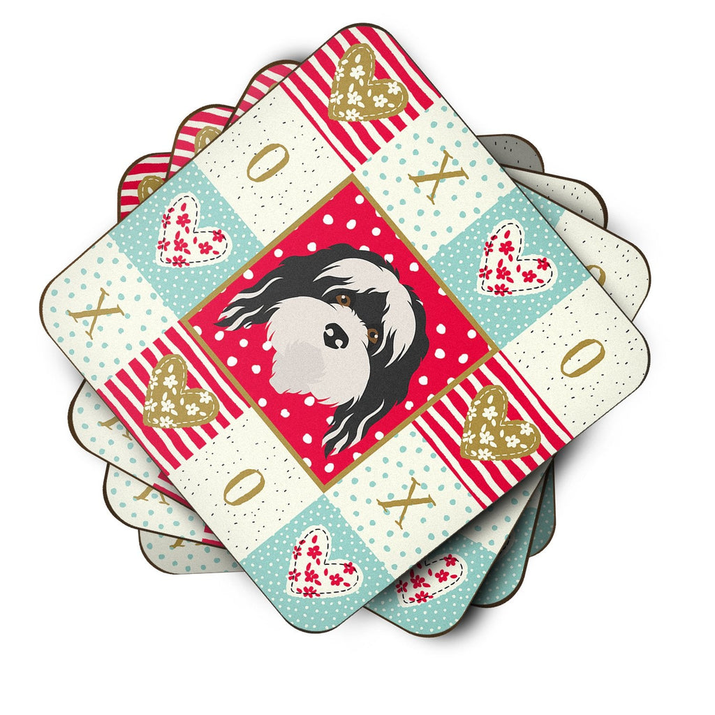 Tibetan Terrier Love Foam Coasters Set of 4 Cup Coasters for Indoor Outdoor, Tabletop Protection, Anti Slip, Mouse pad Material