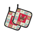 Toy Fox Terrier Love Pot Holder Set of 2 Heat Resistant Quilted Hot Pads 7.5 x 7.5 Inch, Insulated Kitchen Trivets for Cooking & Baking