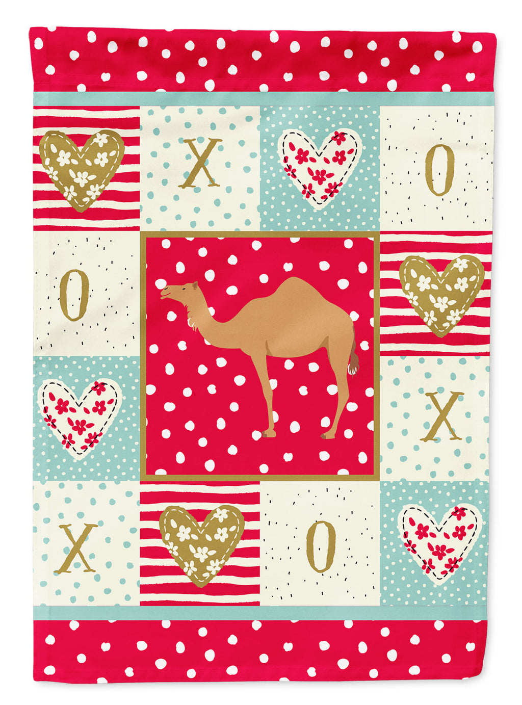 Arabian Camel Dromedary Love House Flag 28x40 Porch Sleeve Pole Decorative Outside Yard Banner Artwork Wall Hanging, Polyester