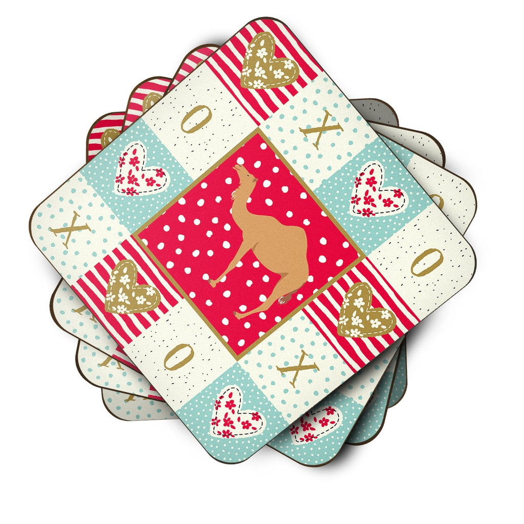 Arabian Camel Dromedary Love Foam Coasters Set of 4 Cup Coasters for Indoor Outdoor, Tabletop Protection, Anti Slip, Mouse pad Material