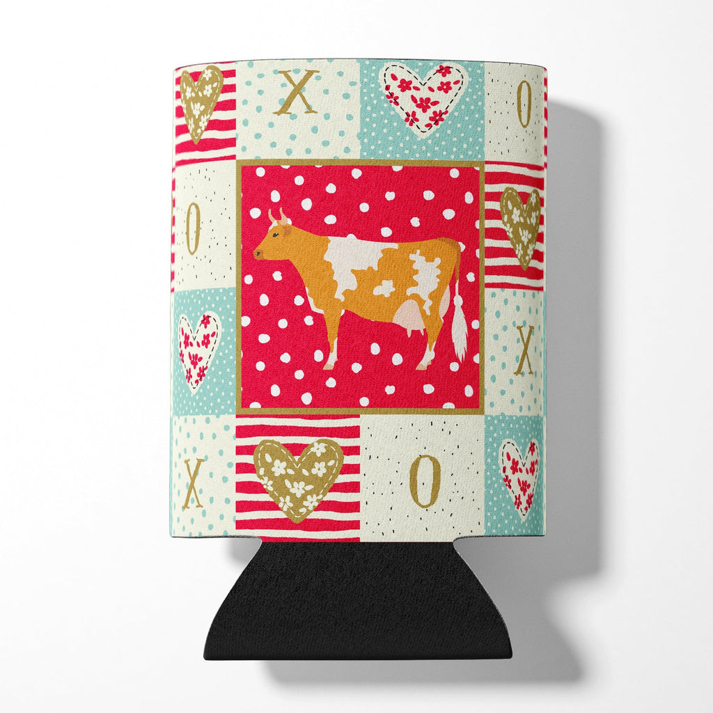 Guernsey Cow Love Can or Bottle Hugger Cooler Sleeve for Standard 12 oz Cans, Insulated Foam Beer & Soda Can Hugger Reusable