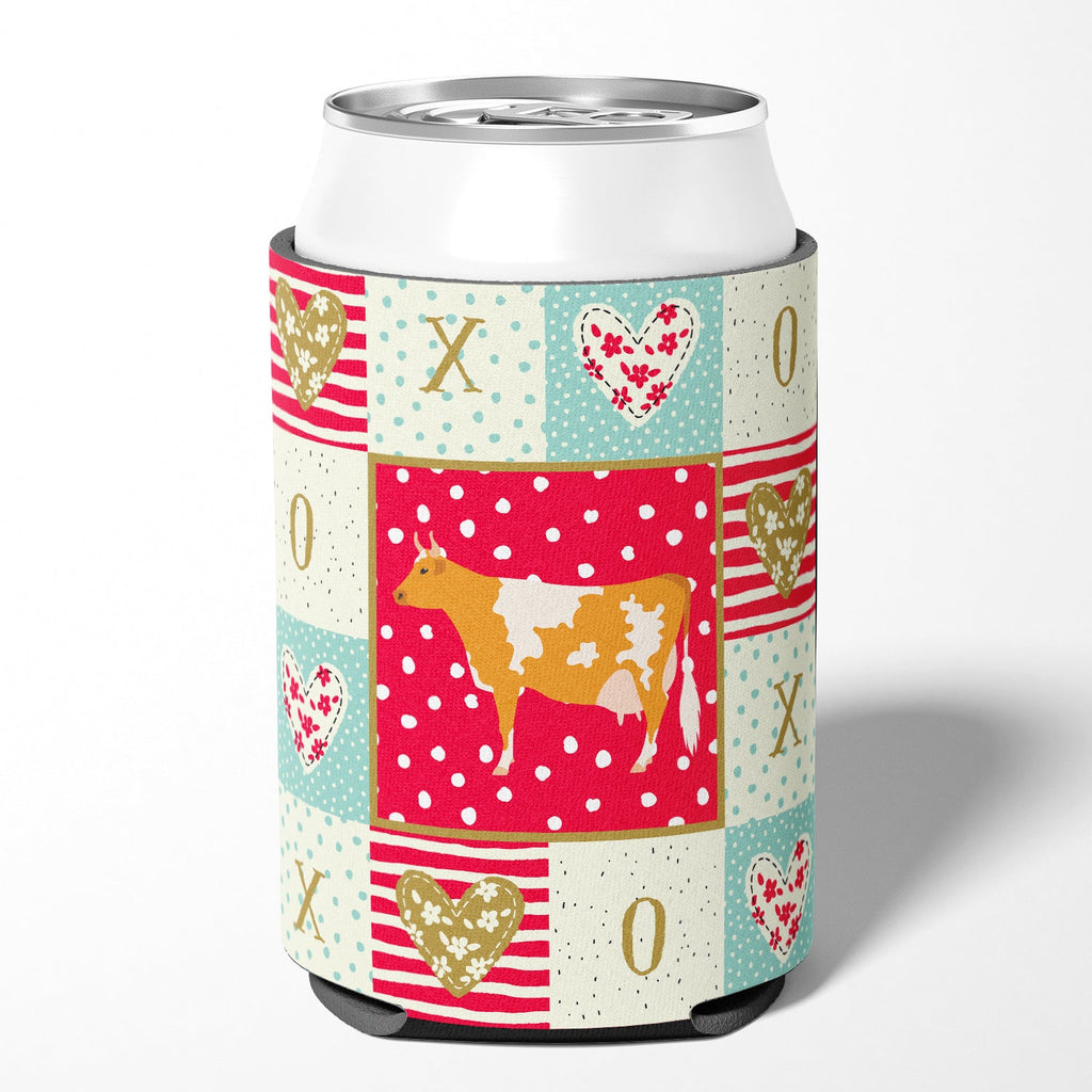Guernsey Cow Love Can or Bottle Hugger Cooler Sleeve for Standard 12 oz Cans, Insulated Foam Beer & Soda Can Hugger Reusable