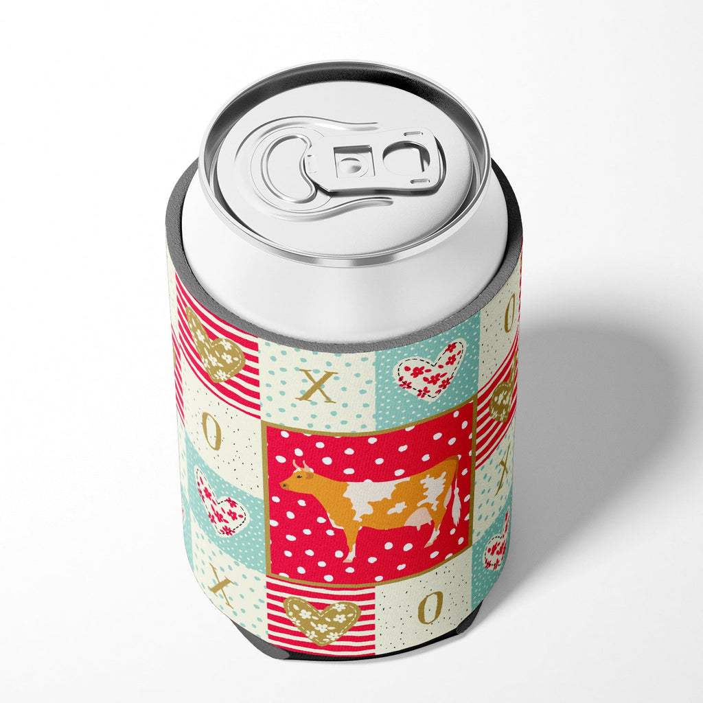 Guernsey Cow Love Can or Bottle Hugger Cooler Sleeve for Standard 12 oz Cans, Insulated Foam Beer & Soda Can Hugger Reusable