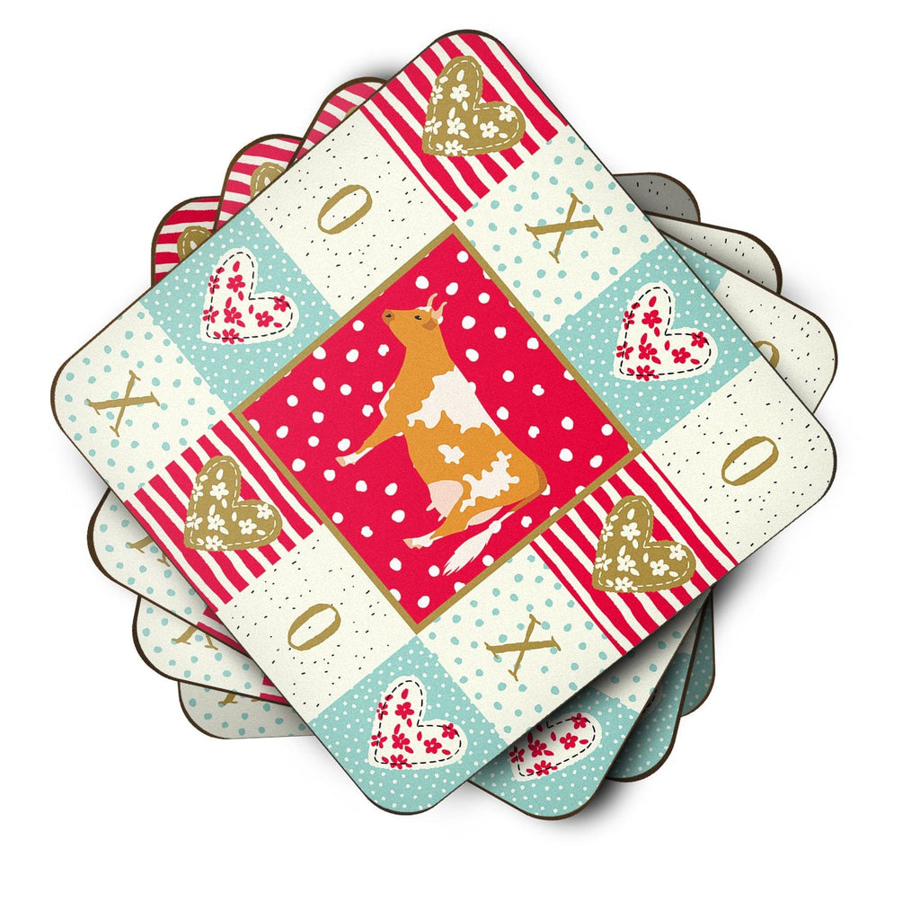 Guernsey Cow Love Foam Coasters Set of 4 Cup Coasters for Indoor Outdoor, Tabletop Protection, Anti Slip, Mouse pad Material