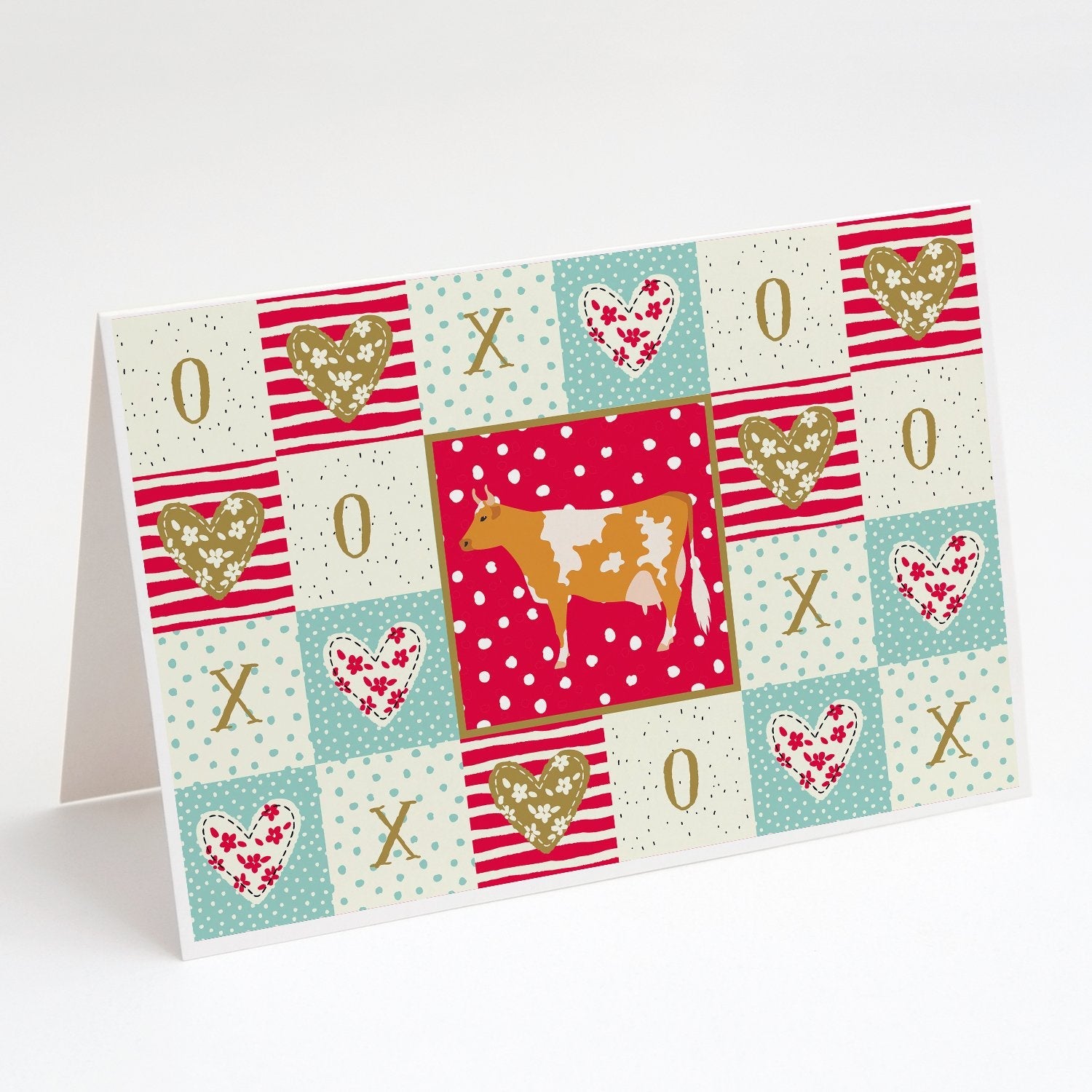 Guernsey Cow Love Greeting Cards Pack of 8 Blank Cards with Envelopes Whimsical A7 Size 5x7