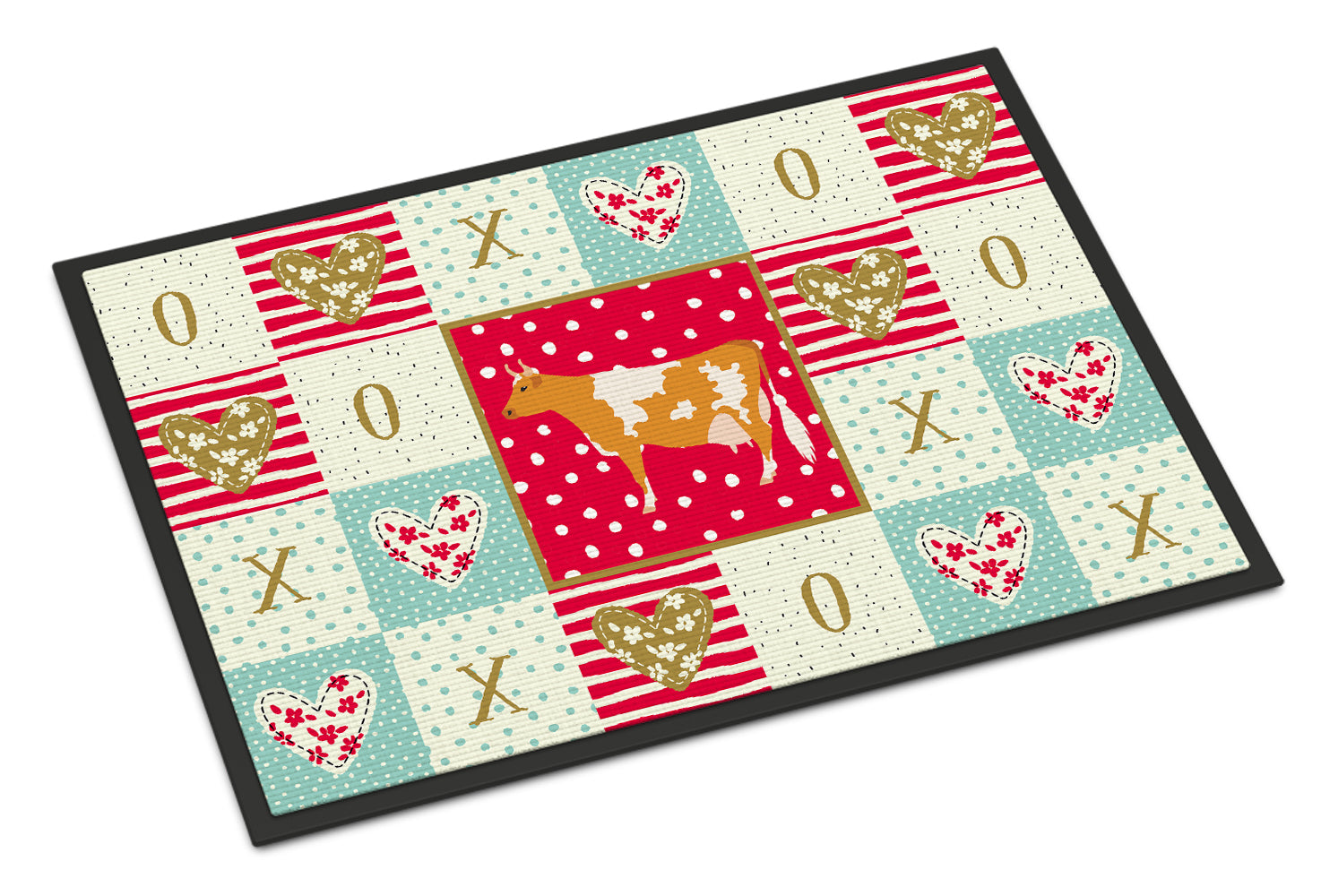 Guernsey Cow Love Doormat Indoor Outdoor 18H X 27W Front Door Mat Rugs for Entryway, Non Slip Washable