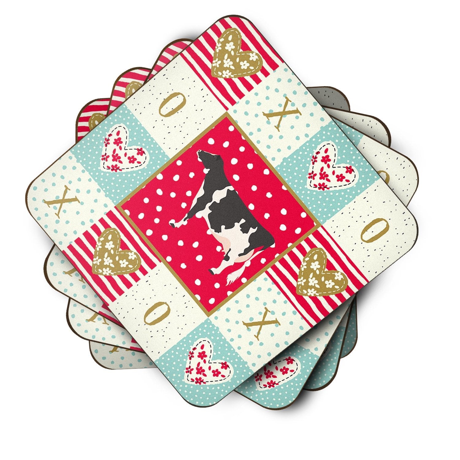 Holstein Cow Love Foam Coasters Set of 4 Cup Coasters for Indoor Outdoor, Tabletop Protection, Anti Slip, Mouse pad Material