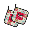 Holstein Cow Love Pot Holder Set of 2 Heat Resistant Quilted Hot Pads 7.5 x 7.5 Inch, Insulated Kitchen Trivets for Cooking & Baking
