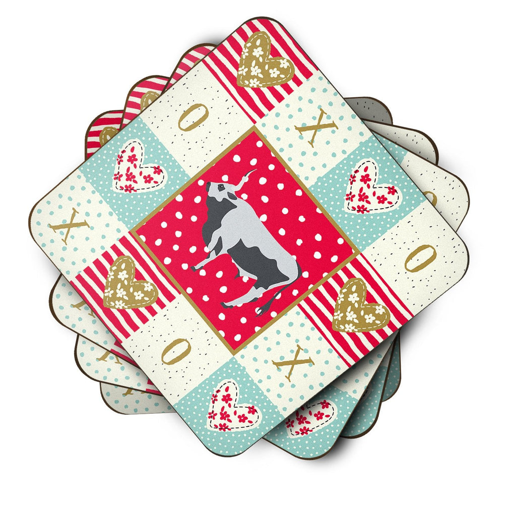 Hungarian Grey Steppe Cow Love Foam Coasters Set of 4 Cup Coasters for Indoor Outdoor, Tabletop Protection, Anti Slip, Mouse pad Material