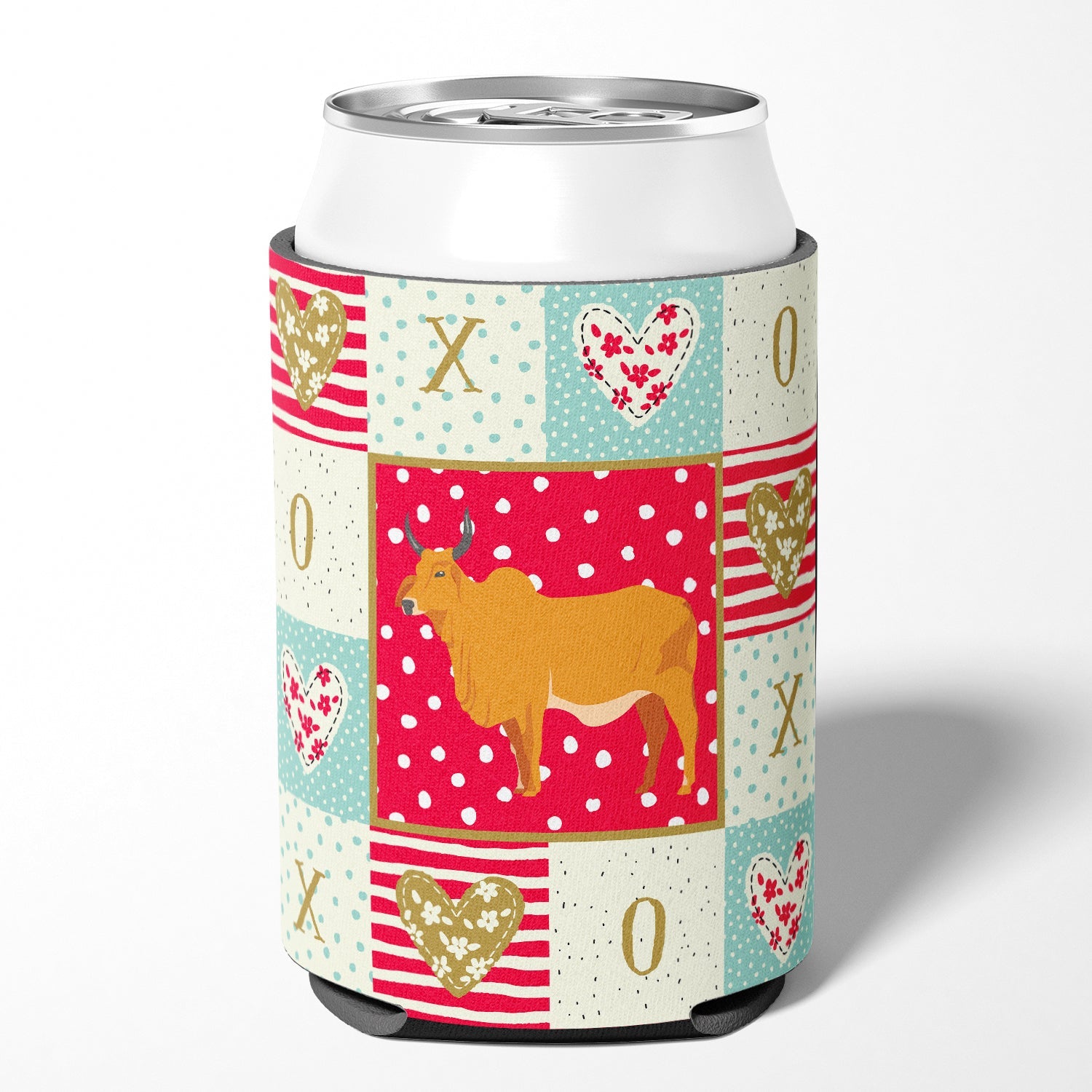 Zebu Indicine Cow Love Can or Bottle Hugger Cooler Sleeve for Standard 12 oz Cans, Insulated Foam Beer & Soda Can Hugger Reusable