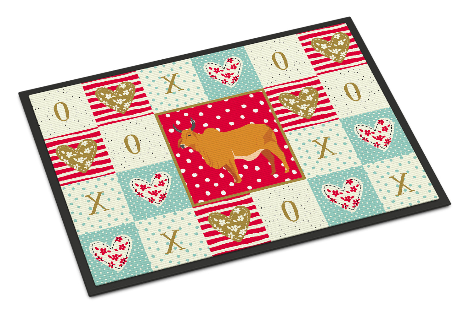 Zebu Indicine Cow Love Doormat Indoor Outdoor 18H X 27W Front Door Mat Rugs for Entryway, Non Slip Washable