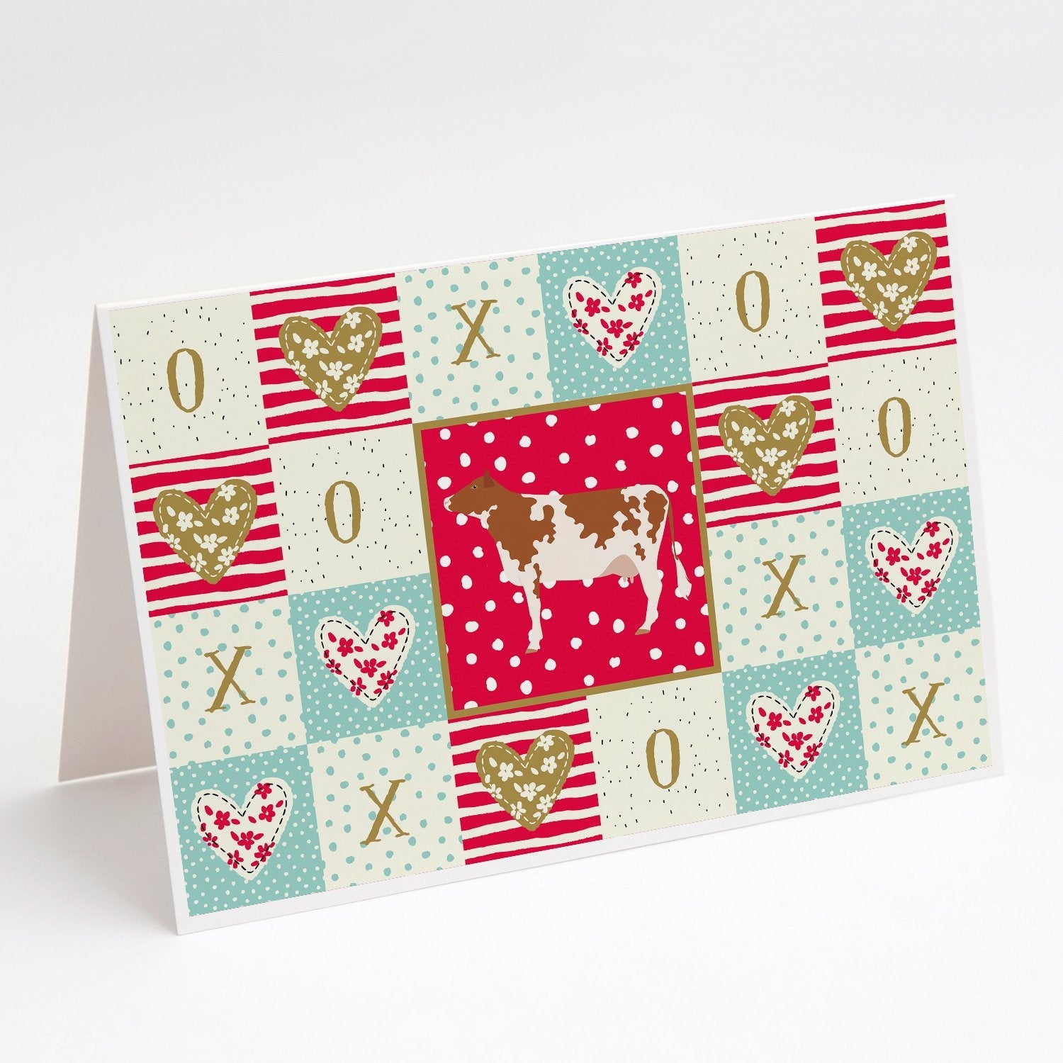 Ayrshire Cow Love Greeting Cards Pack of 8 Blank Cards with Envelopes Whimsical A7 Size 5x7