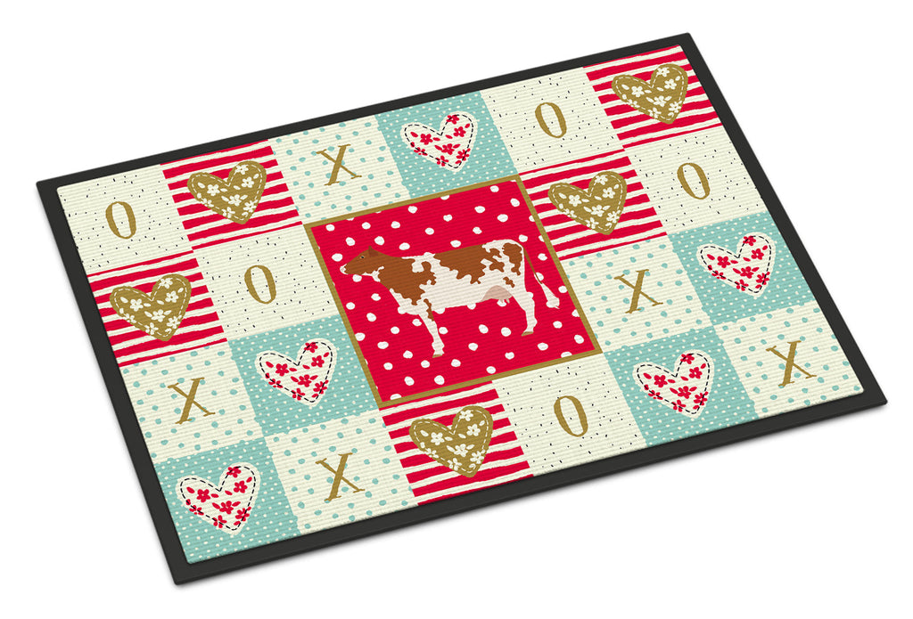 Ayrshire Cow Love Doormat Indoor Outdoor 18H X 27W Front Door Mat Rugs for Entryway, Non Slip Washable