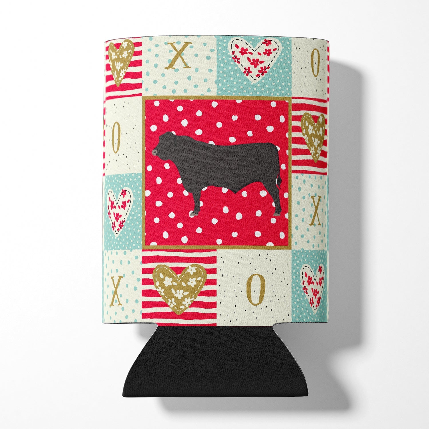 Black Angus Cow Love Can or Bottle Hugger Cooler Sleeve for Standard 12 oz Cans, Insulated Foam Beer & Soda Can Hugger Reusable
