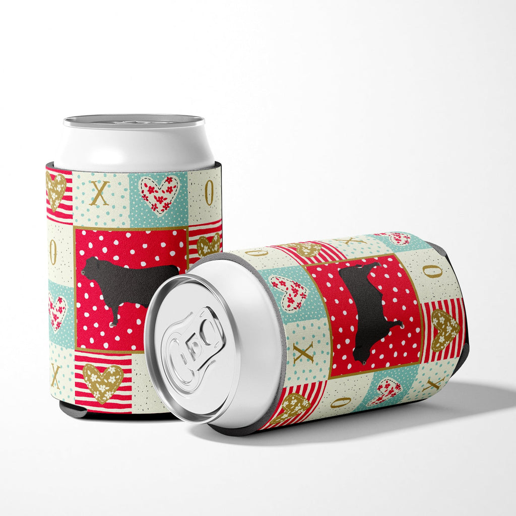 Black Angus Cow Love Can or Bottle Hugger Cooler Sleeve for Standard 12 oz Cans, Insulated Foam Beer & Soda Can Hugger Reusable