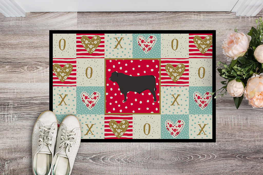 Black Angus Cow Love Doormat Indoor Outdoor 18H X 27W Front Door Mat Rugs for Entryway, Non Slip Washable