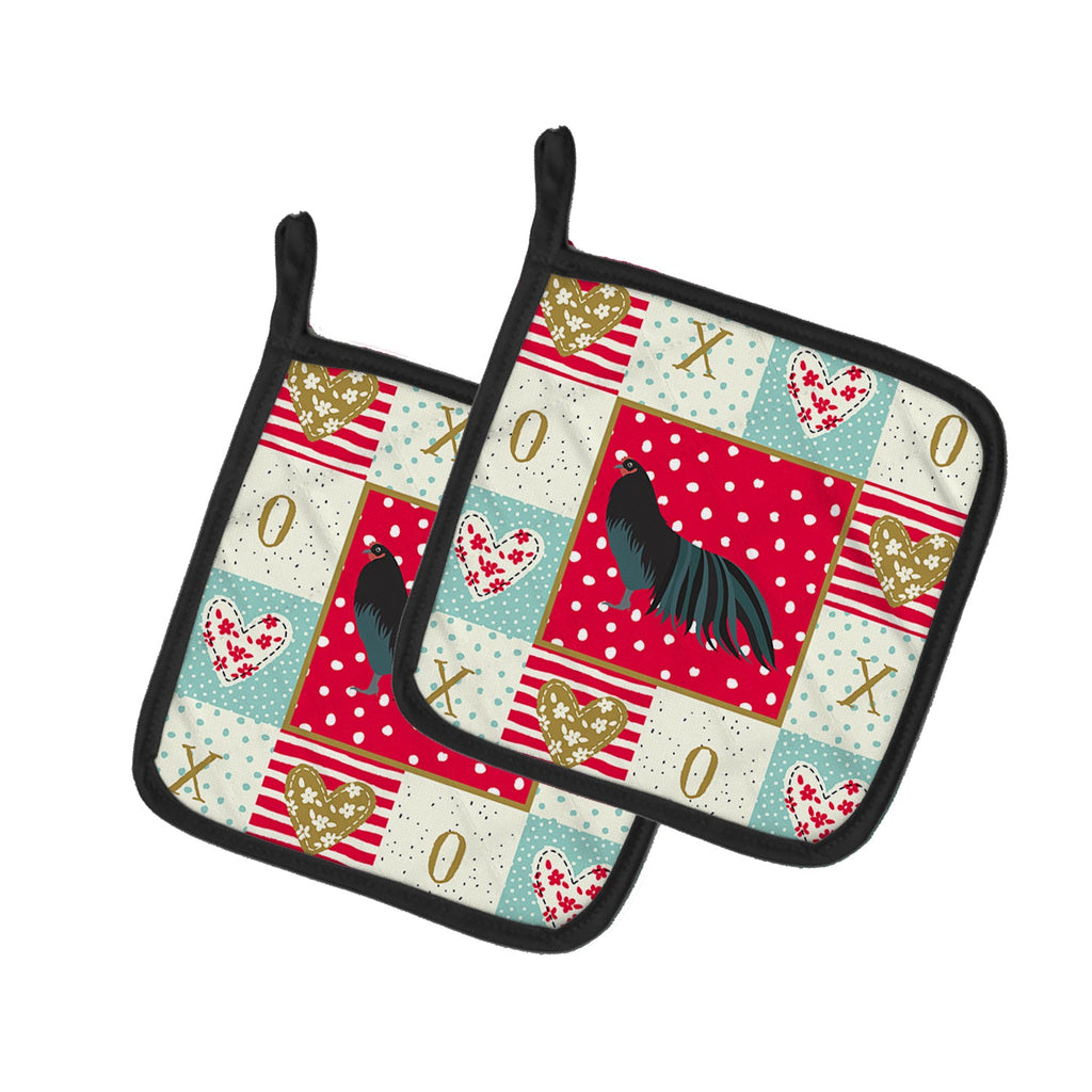 Sumatra Chicken Love Pot Holder Set of 2 Heat Resistant Quilted Hot Pads 7.5 x 7.5 Inch, Insulated Kitchen Trivets for Cooking & Baking