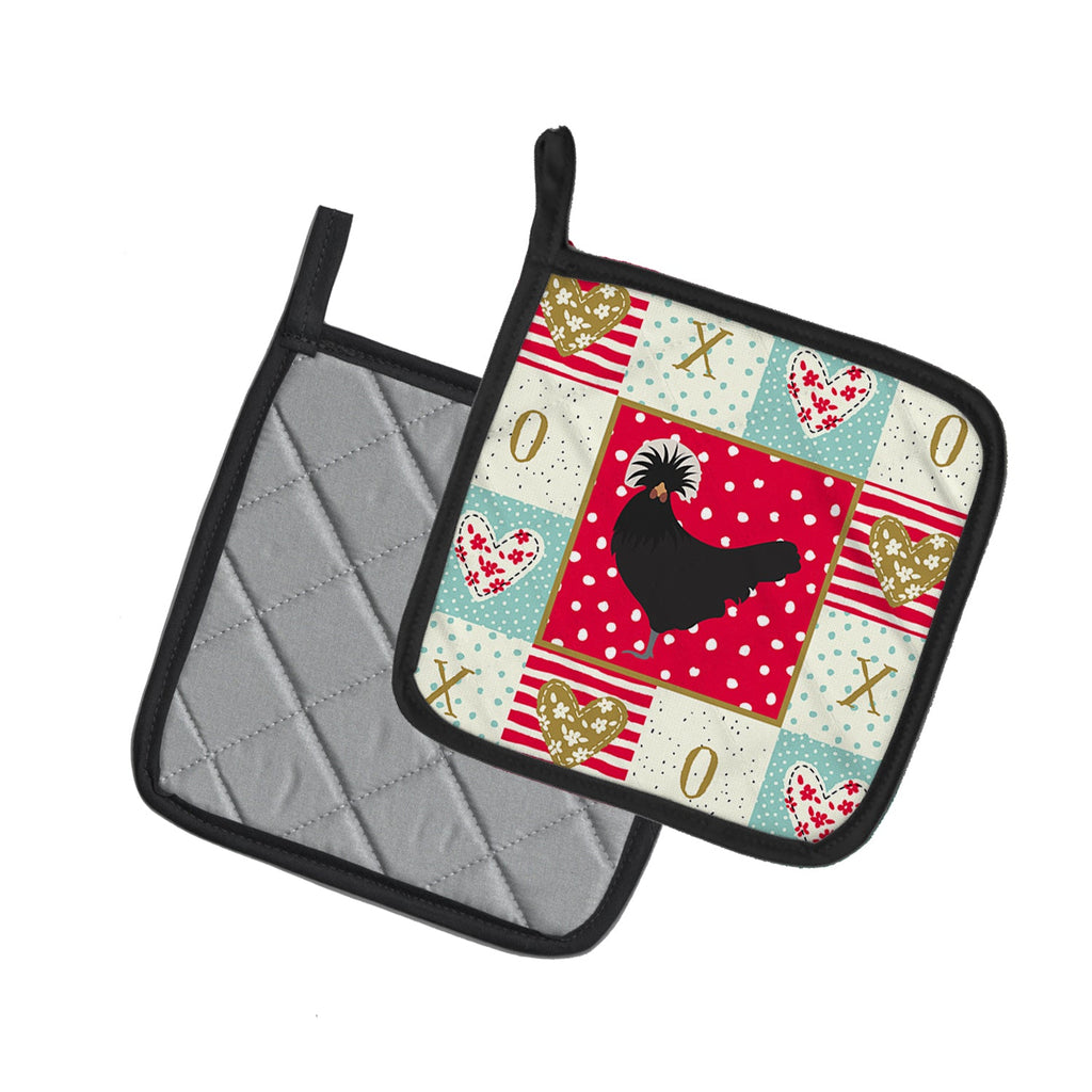 Polish Poland Chicken Love Pot Holder Set of 2 Heat Resistant Quilted Hot Pads 7.5 x 7.5 Inch, Insulated Kitchen Trivets for Cooking & Baking