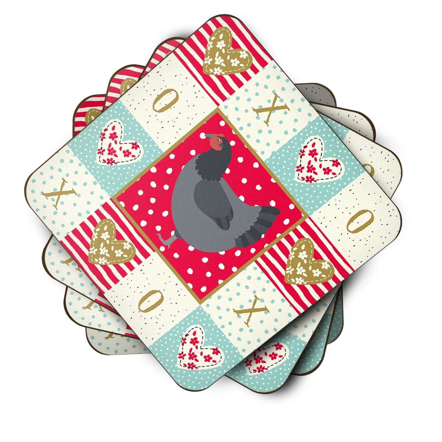 Jersey Giant Chicken Love Foam Coasters Set of 4 Cup Coasters for Indoor Outdoor, Tabletop Protection, Anti Slip, Mouse pad Material