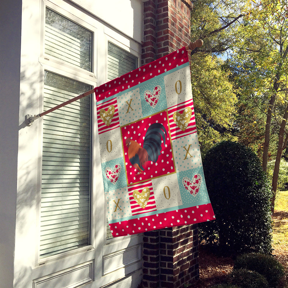 Dutch Bantam Chicken Love House Flag 28x40 Porch Sleeve Pole Decorative Outside Yard Banner Artwork Wall Hanging, Polyester