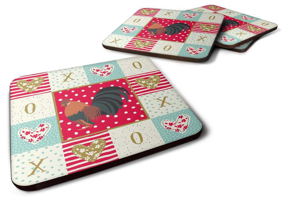 Dutch Bantam Chicken Love Foam Coasters Set of 4 Cup Coasters for Indoor Outdoor, Tabletop Protection, Anti Slip, Mouse pad Material