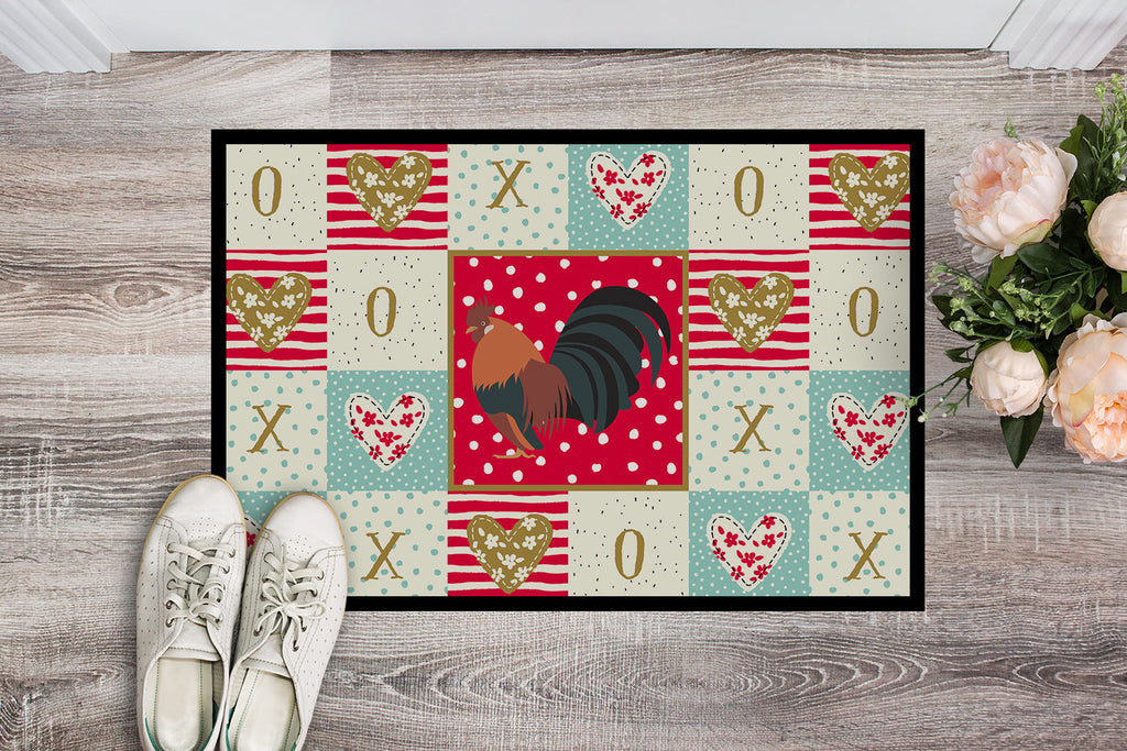 Dutch Bantam Chicken Love Doormat Indoor Outdoor 18H X 27W Front Door Mat Rugs for Entryway, Non Slip Washable