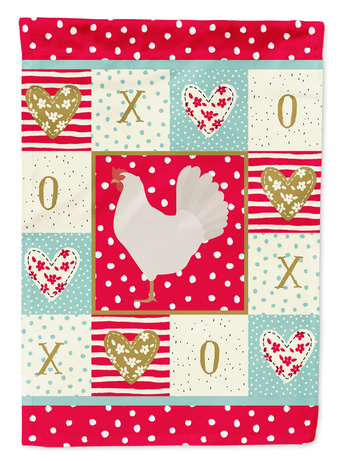 Leghorn Chicken Love House Flag 28x40 Porch Sleeve Pole Decorative Outside Yard Banner Artwork Wall Hanging, Polyester