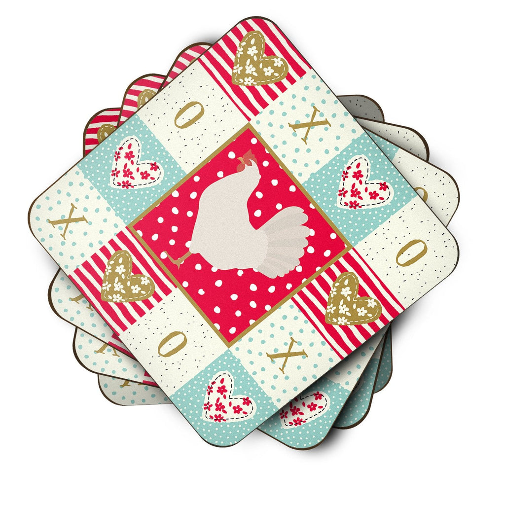 Leghorn Chicken Love Foam Coasters Set of 4 Cup Coasters for Indoor Outdoor, Tabletop Protection, Anti Slip, Mouse pad Material