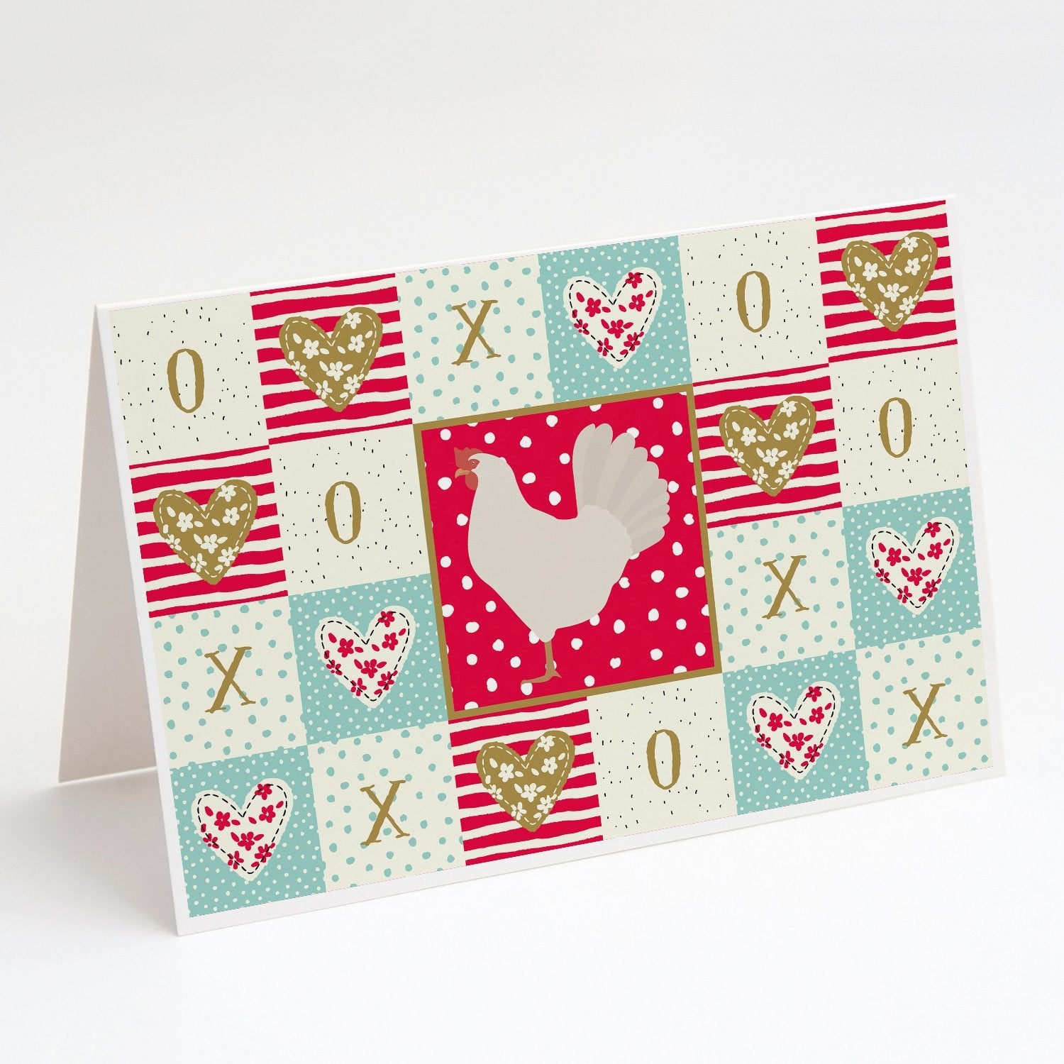Leghorn Chicken Love Greeting Cards Pack of 8 Blank Cards with Envelopes Whimsical A7 Size 5x7