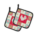 Leghorn Chicken Love Pot Holder Set of 2 Heat Resistant Quilted Hot Pads 7.5 x 7.5 Inch, Insulated Kitchen Trivets for Cooking & Baking