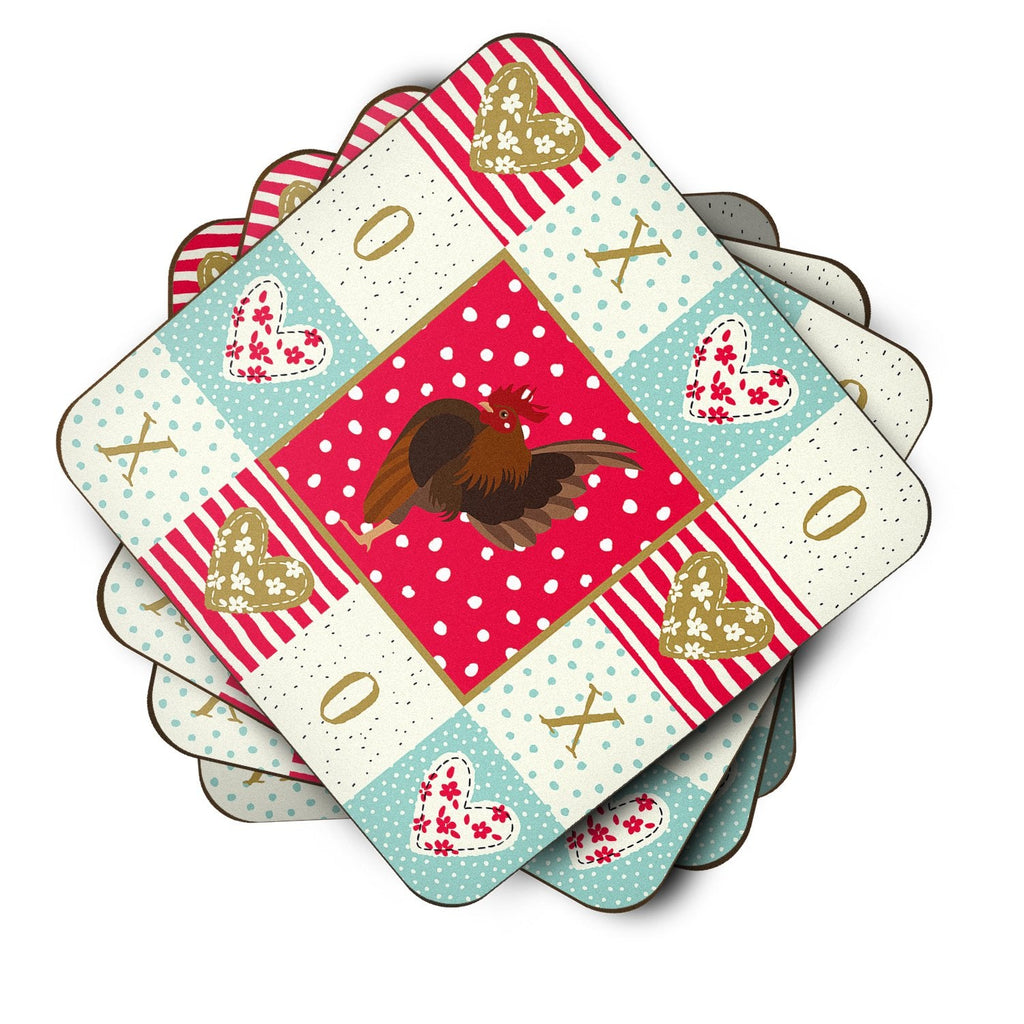 Malaysian Serama Chicken Love Foam Coasters Set of 4 Cup Coasters for Indoor Outdoor, Tabletop Protection, Anti Slip, Mouse pad Material