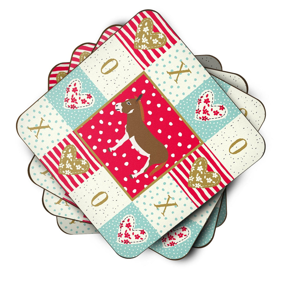 Miniature Mediterranian Donkey Love Foam Coasters Set of 4 Cup Coasters for Indoor Outdoor, Tabletop Protection, Anti Slip, Mouse pad Material