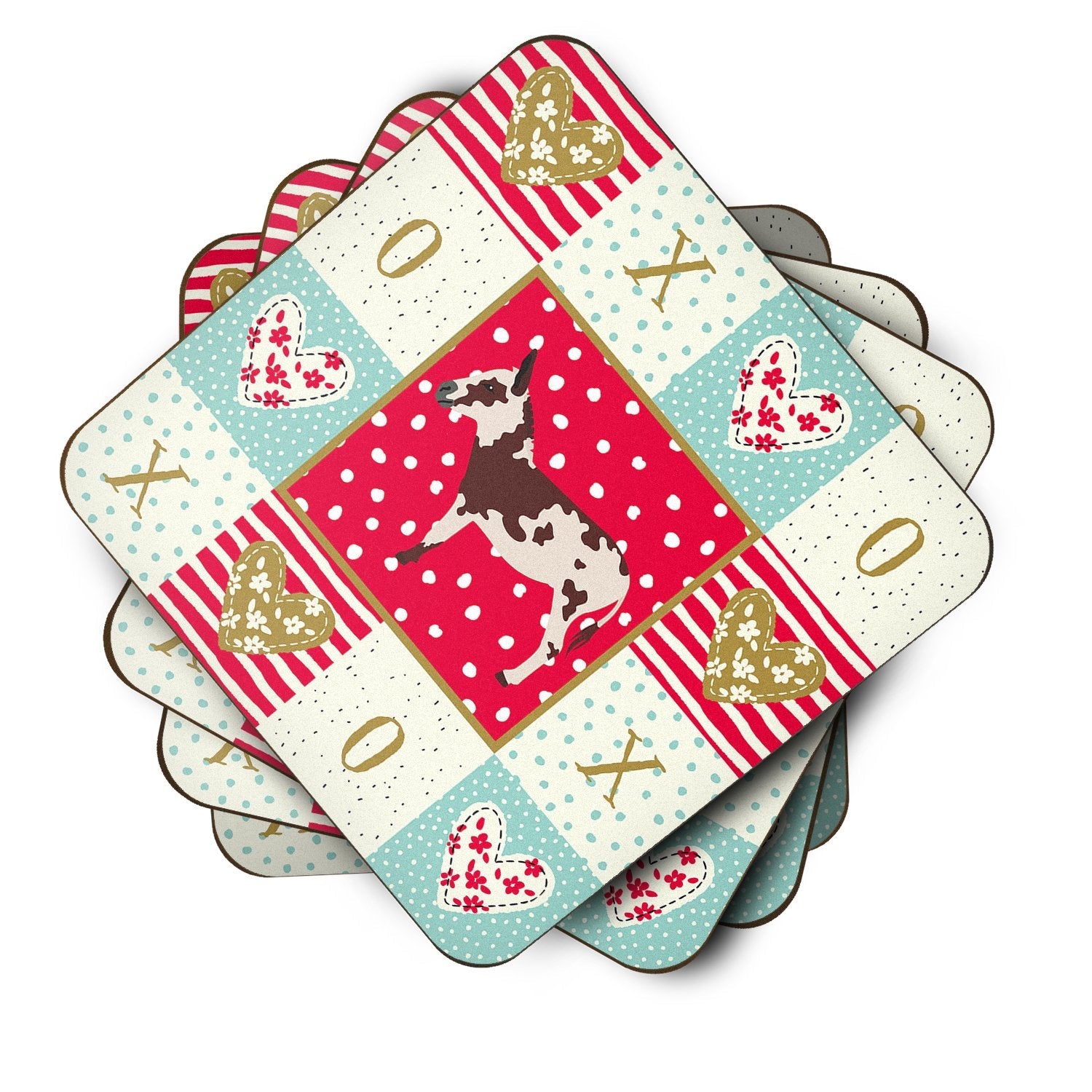 American Spotted Donkey Love Foam Coasters Set of 4 Cup Coasters for Indoor Outdoor, Tabletop Protection, Anti Slip, Mouse pad Material