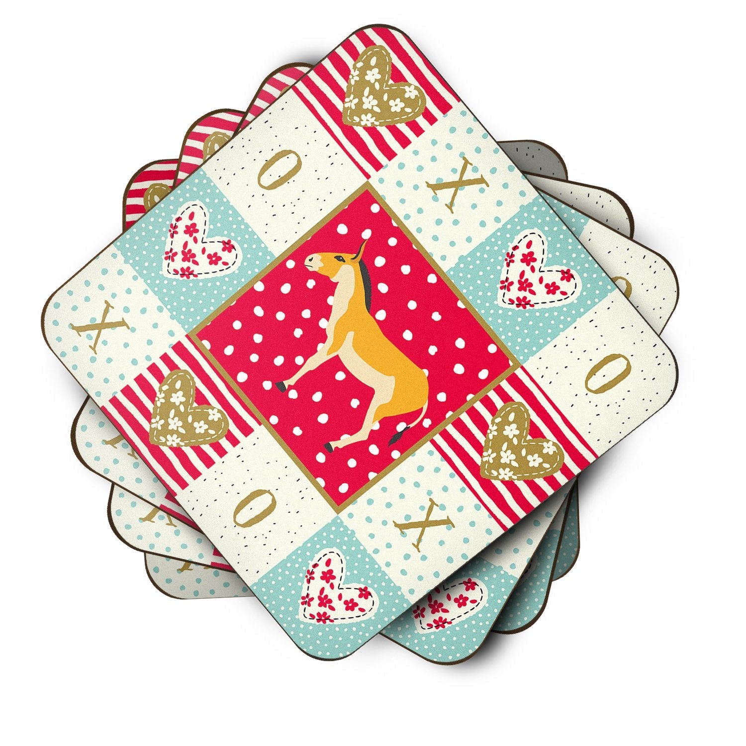 Turkmenian Kulan Donkey Love Foam Coasters Set of 4 Cup Coasters for Indoor Outdoor, Tabletop Protection, Anti Slip, Mouse pad Material