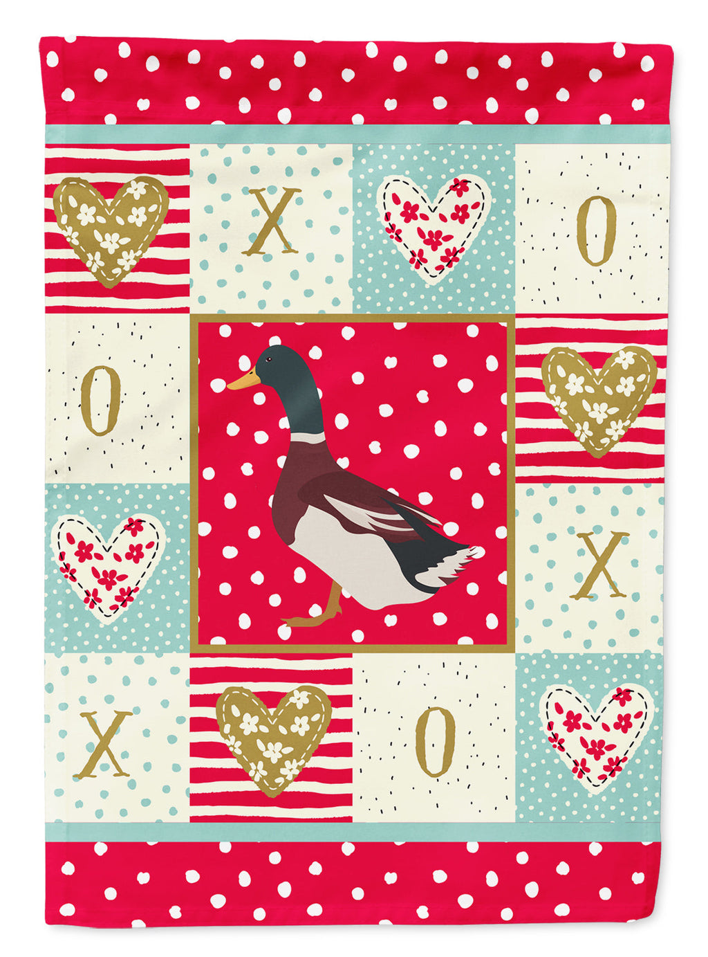 Rouen Duck Love House Flag 28x40 Porch Sleeve Pole Decorative Outside Yard Banner Artwork Wall Hanging, Polyester