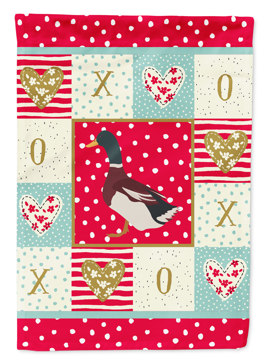 Rouen Duck Love House Flag 28x40 Porch Sleeve Pole Decorative Outside Yard Banner Artwork Wall Hanging, Polyester