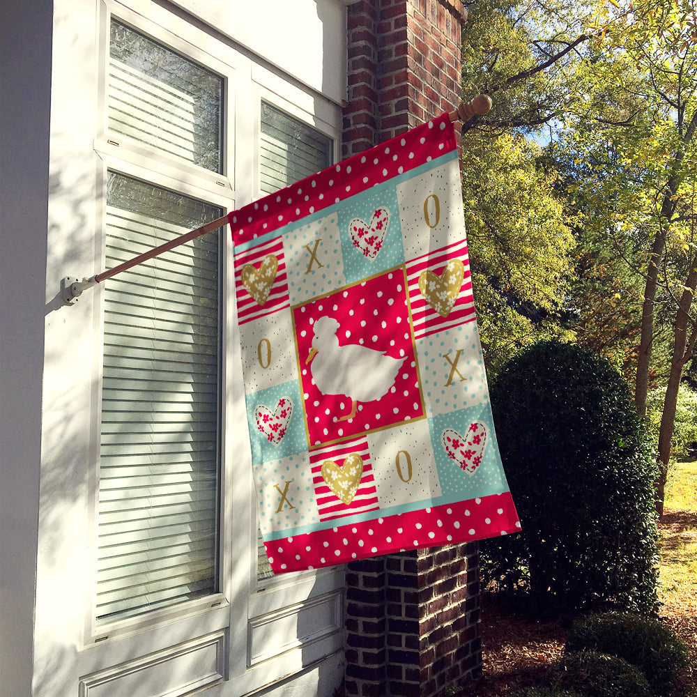 Crested Duck Love House Flag 28x40 Porch Sleeve Pole Decorative Outside Yard Banner Artwork Wall Hanging, Polyester