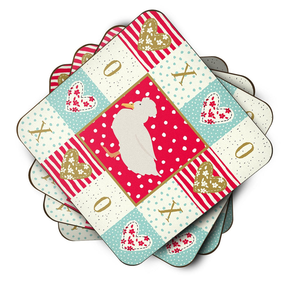 Crested Duck Love Foam Coasters Set of 4 Cup Coasters for Indoor Outdoor, Tabletop Protection, Anti Slip, Mouse pad Material