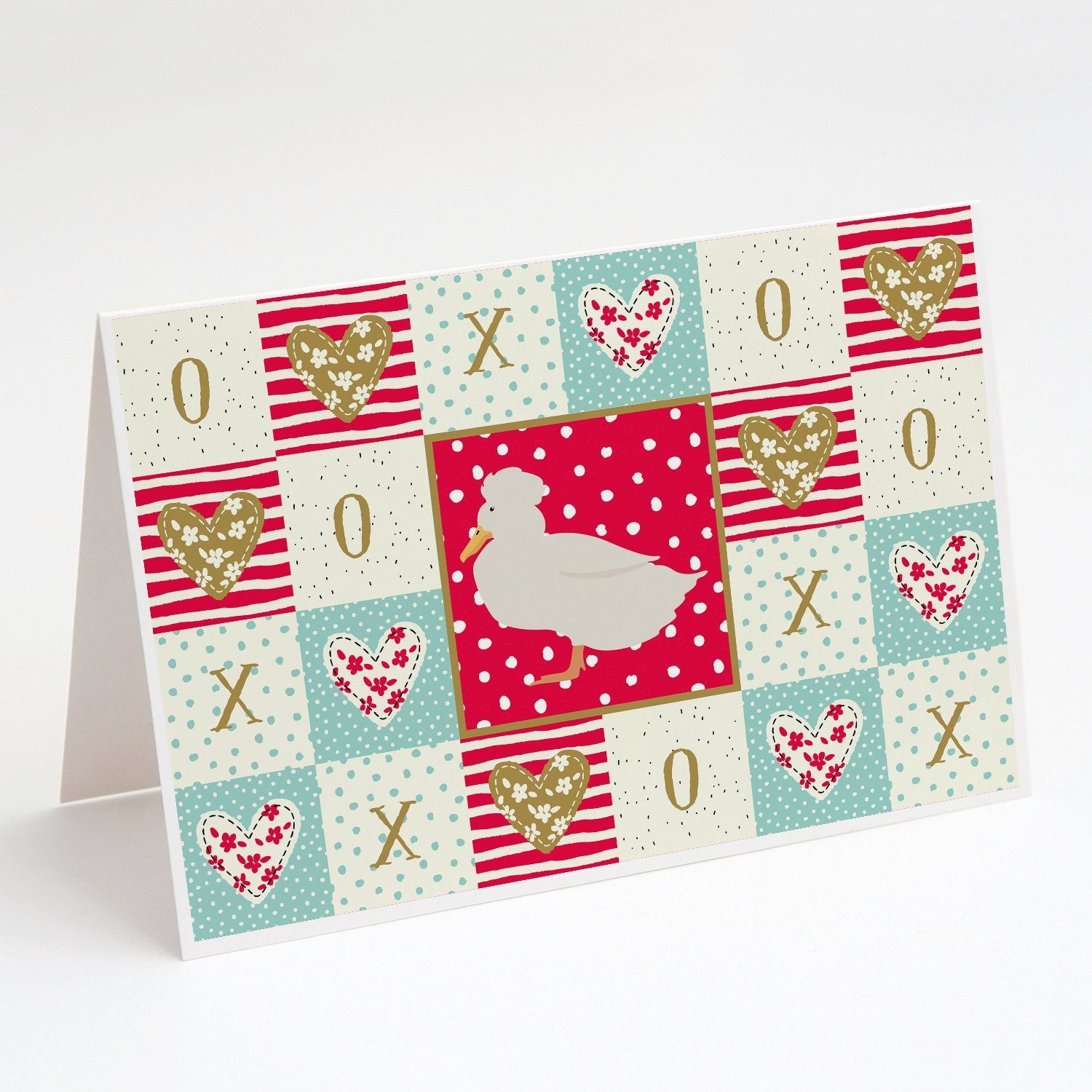 Crested Duck Love Greeting Cards Pack of 8 Blank Cards with Envelopes Whimsical A7 Size 5x7