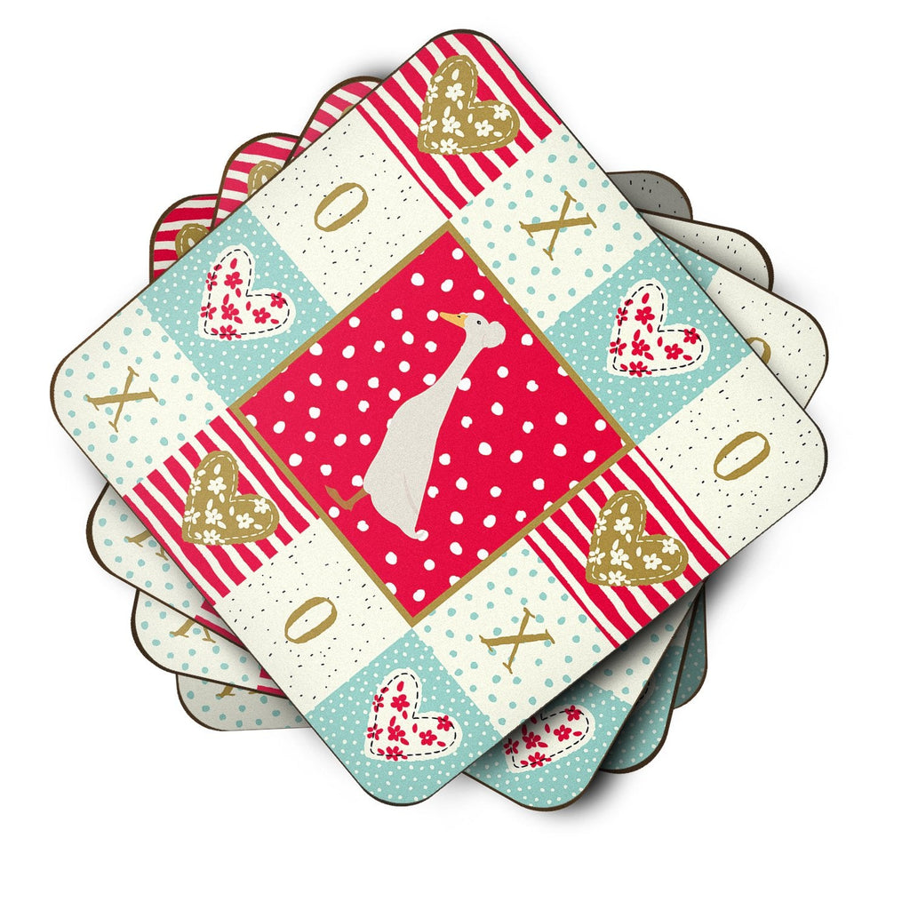 Bali Duck Love Foam Coasters Set of 4 Cup Coasters for Indoor Outdoor, Tabletop Protection, Anti Slip, Mouse pad Material