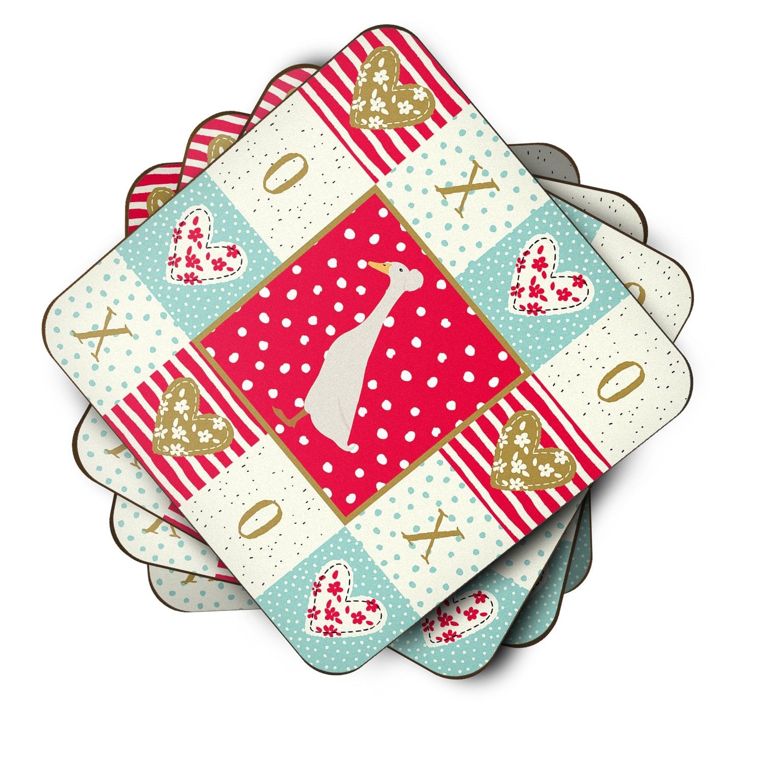 Bali Duck Love Foam Coasters Set of 4 Cup Coasters for Indoor Outdoor, Tabletop Protection, Anti Slip, Mouse pad Material