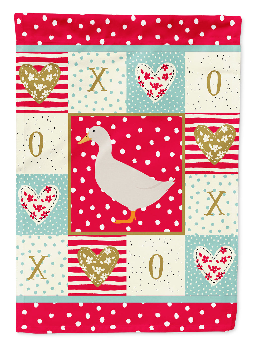 American Pekin Duck Love House Flag 28x40 Porch Sleeve Pole Decorative Outside Yard Banner Artwork Wall Hanging, Polyester