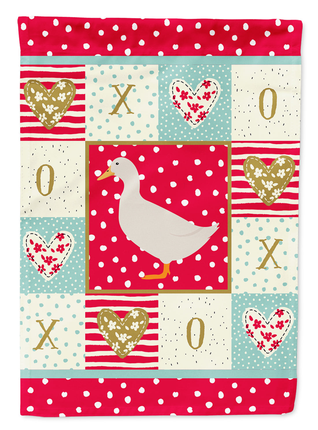 American Pekin Duck Love House Flag 28x40 Porch Sleeve Pole Decorative Outside Yard Banner Artwork Wall Hanging, Polyester