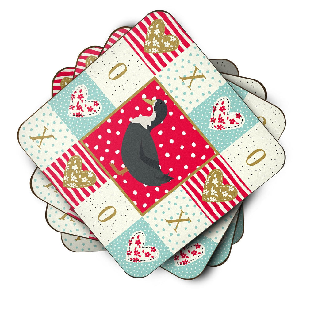 Blue Swedish Duck Love Foam Coasters Set of 4 Cup Coasters for Indoor Outdoor, Tabletop Protection, Anti Slip, Mouse pad Material