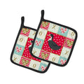 Blue Swedish Duck Love Pot Holder Set of 2 Heat Resistant Quilted Hot Pads 7.5 x 7.5 Inch, Insulated Kitchen Trivets for Cooking & Baking