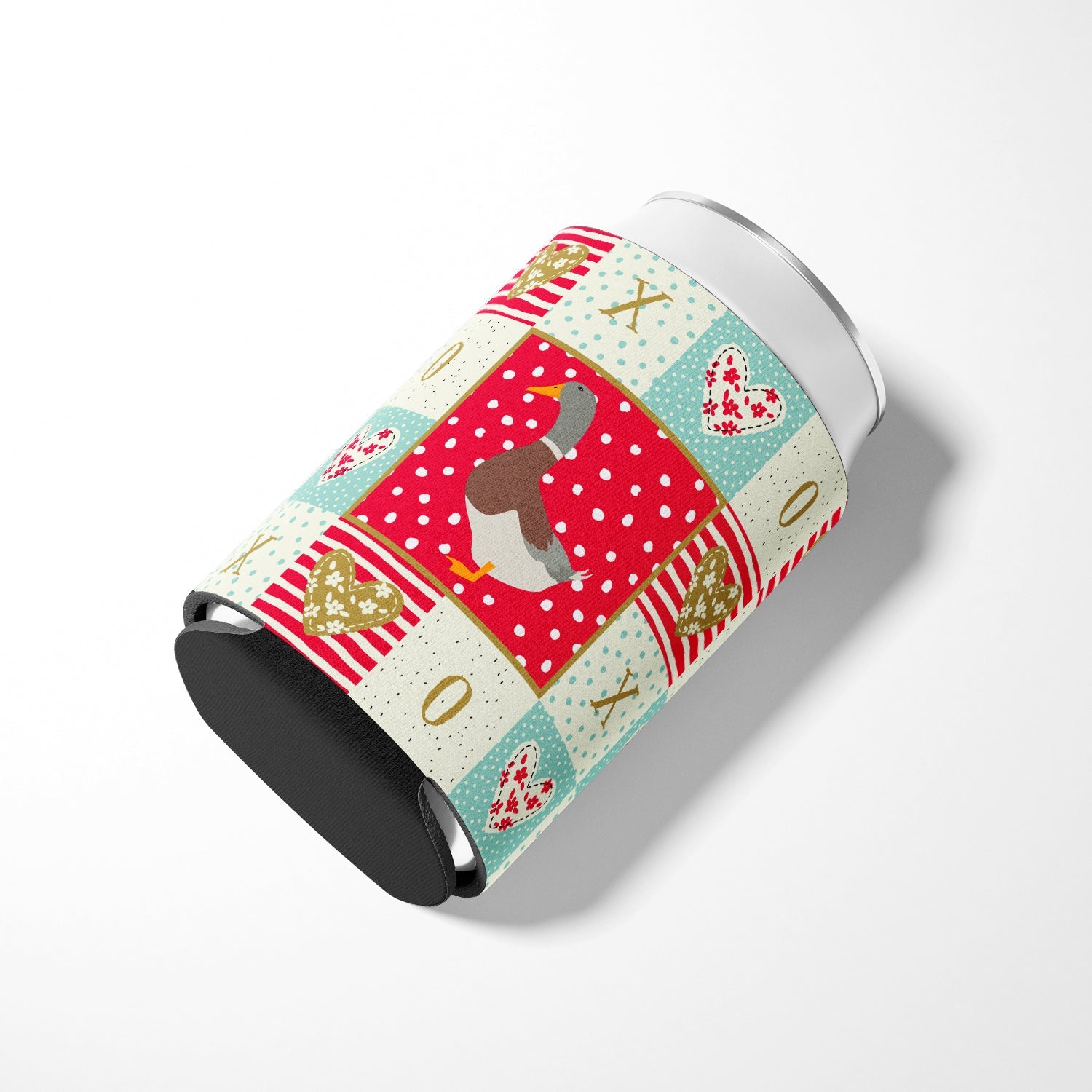 Saxony Sachsenente Duck Love Can or Bottle Hugger Cooler Sleeve for Standard 12 oz Cans, Insulated Foam Beer & Soda Can Hugger Reusable