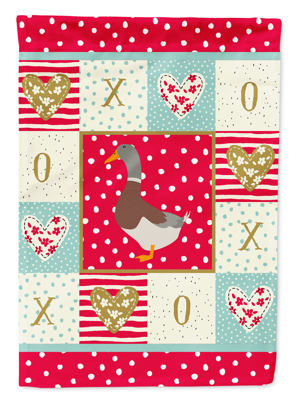 Saxony Sachsenente Duck Love House Flag 28x40 Porch Sleeve Pole Decorative Outside Yard Banner Artwork Wall Hanging, Polyester