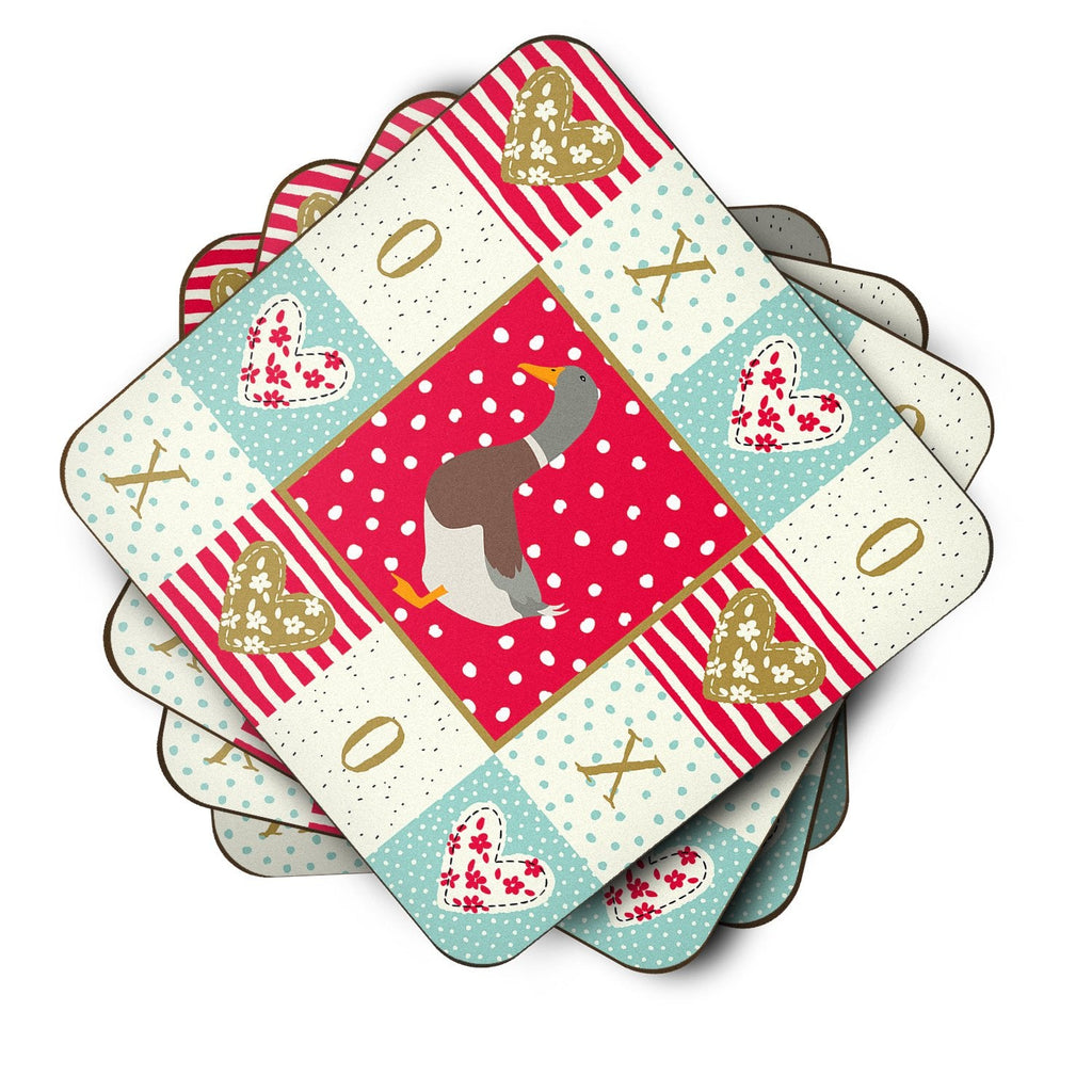 Saxony Sachsenente Duck Love Foam Coasters Set of 4 Cup Coasters for Indoor Outdoor, Tabletop Protection, Anti Slip, Mouse pad Material