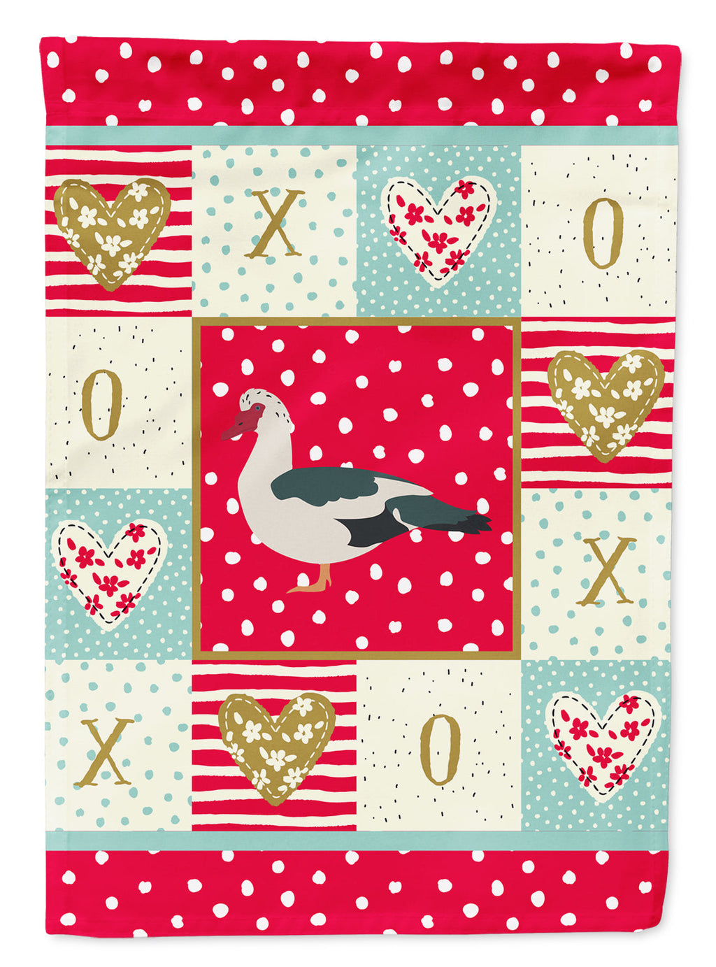 Muscovy Duck Love House Flag 28x40 Porch Sleeve Pole Decorative Outside Yard Banner Artwork Wall Hanging, Polyester