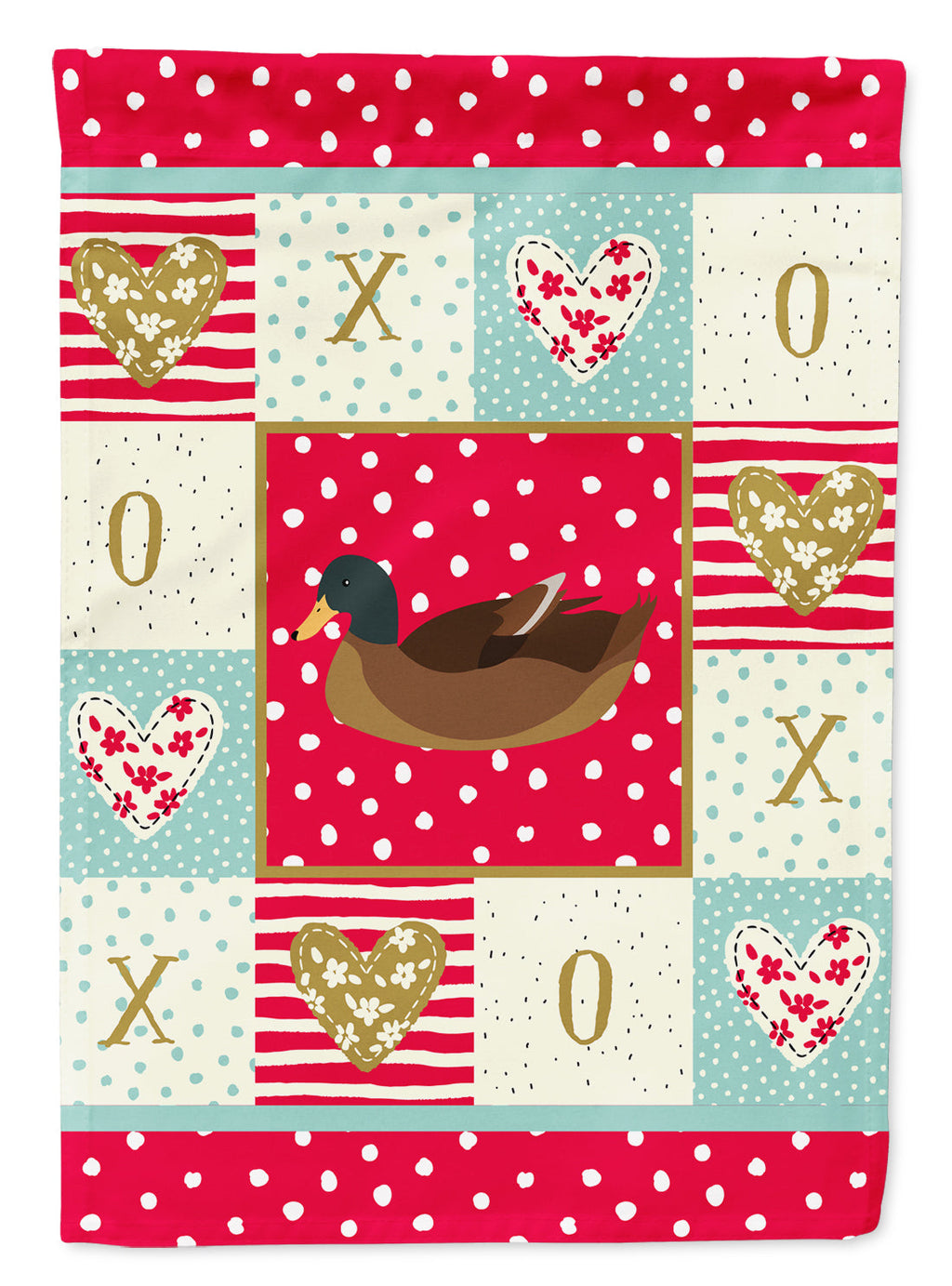 Khaki Campbell Duck Love House Flag 28x40 Porch Sleeve Pole Decorative Outside Yard Banner Artwork Wall Hanging, Polyester